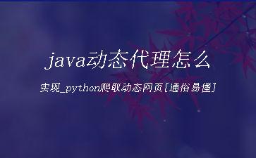 java动态代理怎么实现_python爬取动态网页[通俗易懂]"