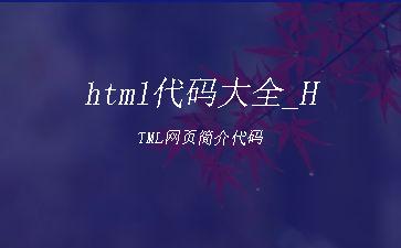 html代码大全_HTML网页简介代码"