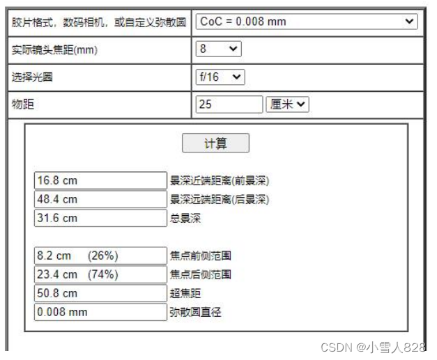 机器视觉问题：工业普通定焦镜头如何计算景深？景深计算