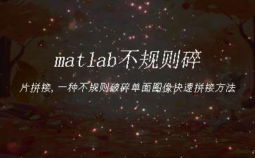 matlab不规则碎片拼接,一种不规则破碎单面图像快速拼接方法"