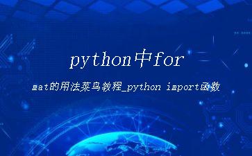 python中format的用法菜鸟教程_python