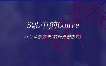 SQL中的Convert()函数方法(转换数据格式)"