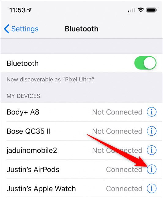 Apple iPhone Bluetooth Settings