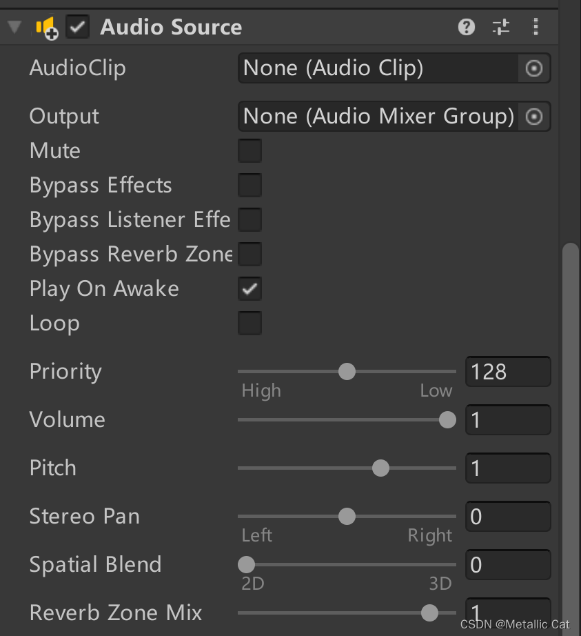 Unity --- 音频组件与脚本控制方法