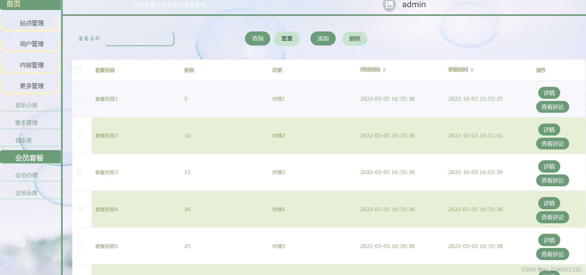 SpringBoot+Vue项目个性化音乐推荐系统