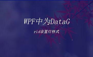 WPF中为DataGrid设置行样式"