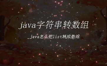 java字符串转数组_java怎么把list转成数组"