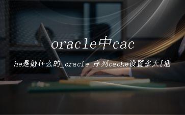 oracle中cache是做什么的_oracle