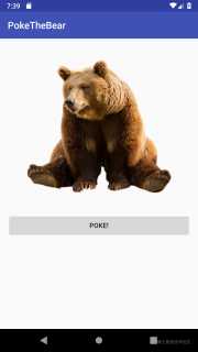 Android screen with bear and poke button