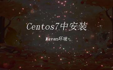 Centos7中安装Maven环境"