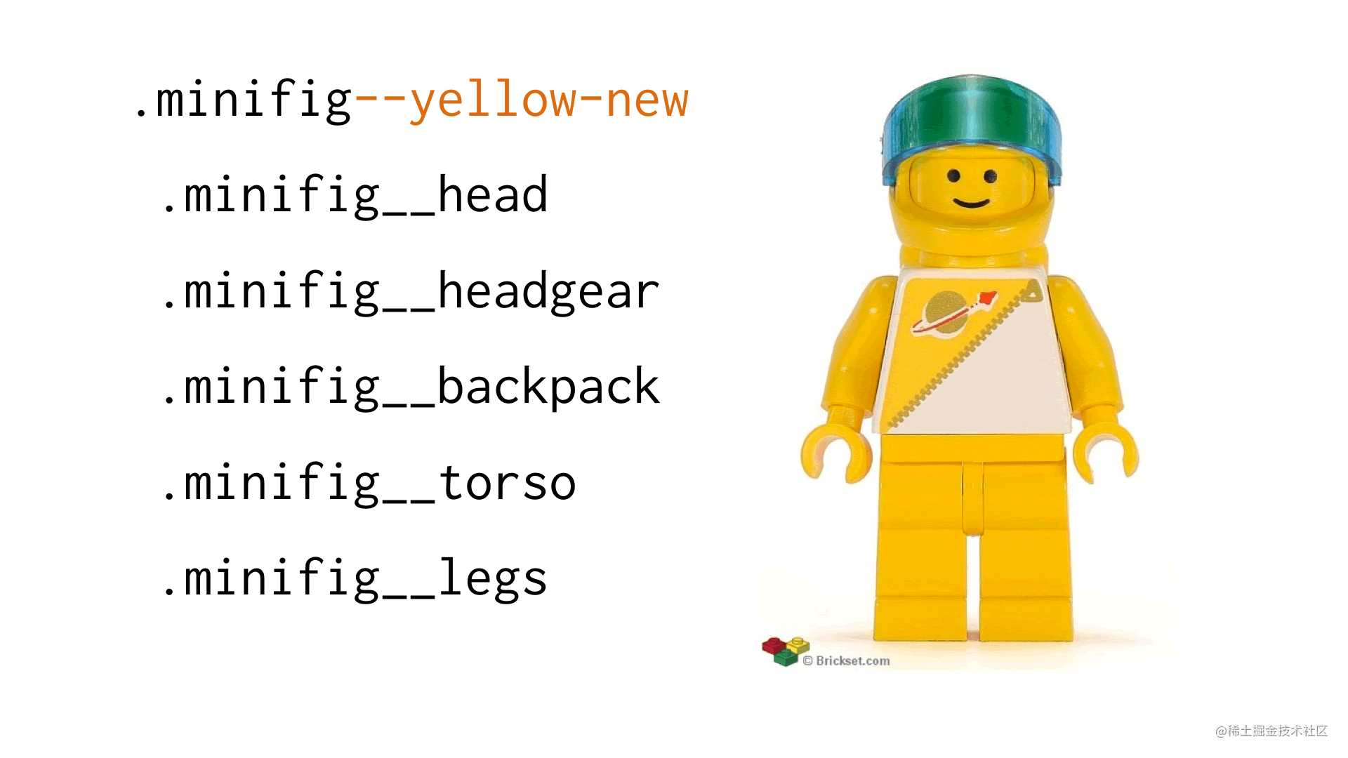 Example of a .minifig--yellow-new module modifier, turning the minifig yellow