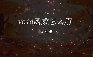 void函数怎么用_返回值"