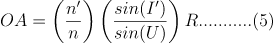 OA=n^'/n  (sinI^')/sinU  R       (5)