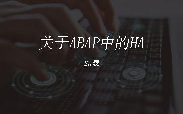 关于ABAP中的HASH表"