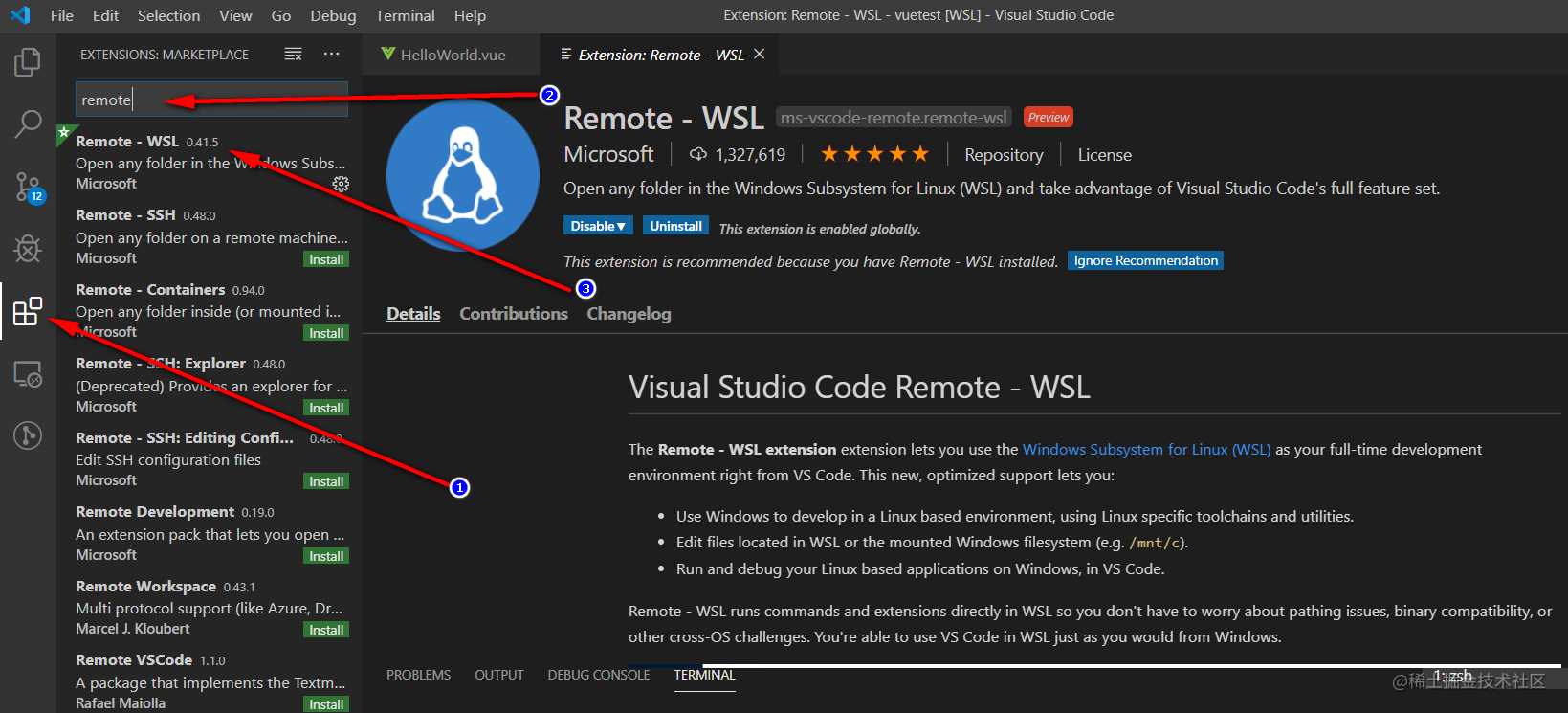 安装Remote - WSL