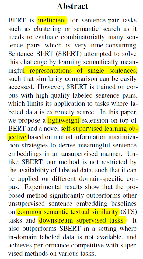 IS-BERT:An Unsupervised Sentence Embedding Method byMutual Information Maximization「建议收藏」