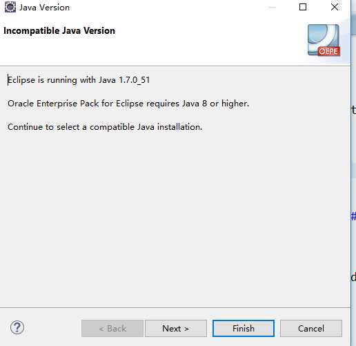 打开eclipse弹出Incompatible Java Version[亲测有效]