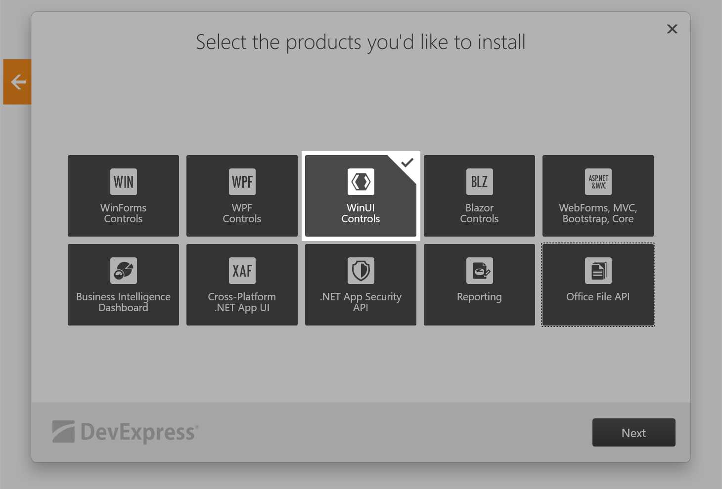 使用界面控件DevExpress WPF时，如何安装免费的WinUI组件？「建议收藏」