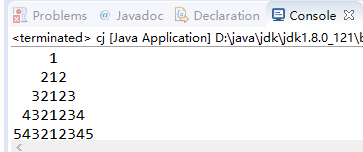 Java实现金字塔:1 212 32123 4321234 543212345