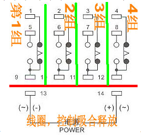 中间继电器14个触点图_继电器接线方法