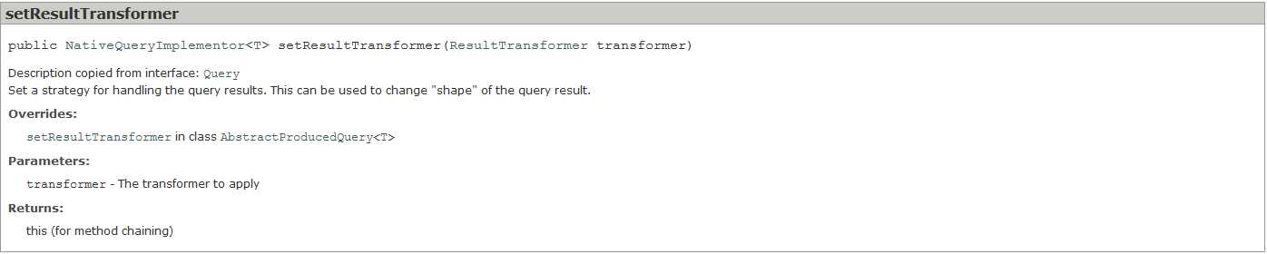 Api 中 setResultTransformer