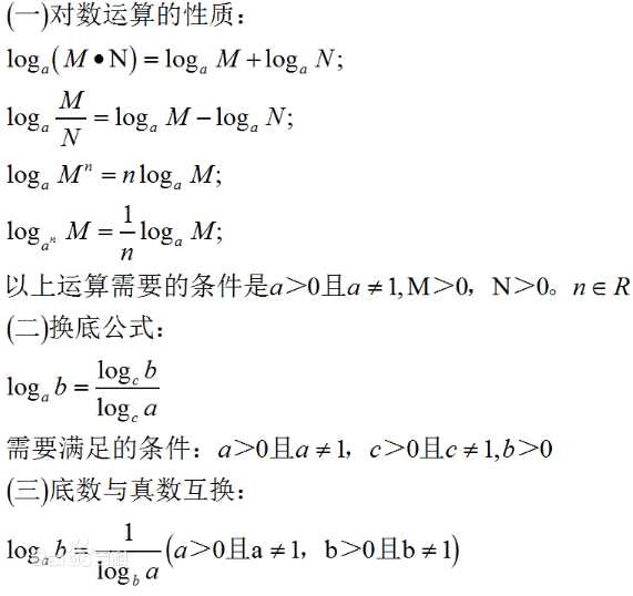 对数及运算法则