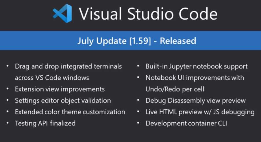 微软 Visual Studio Code v1.59 发布