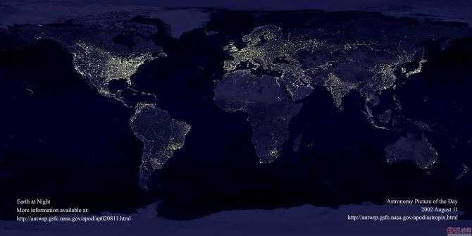 世界夜晚卫星图片_最新地球夜景卫星图