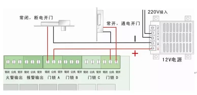 门禁系统怎样接线图_门禁控制