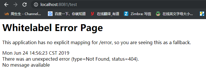 异常：This application has no explicit mapping for /error, so you are seeing this as a fallback解决方法[亲测有效]