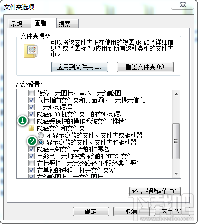 设置显示系统隐藏文件