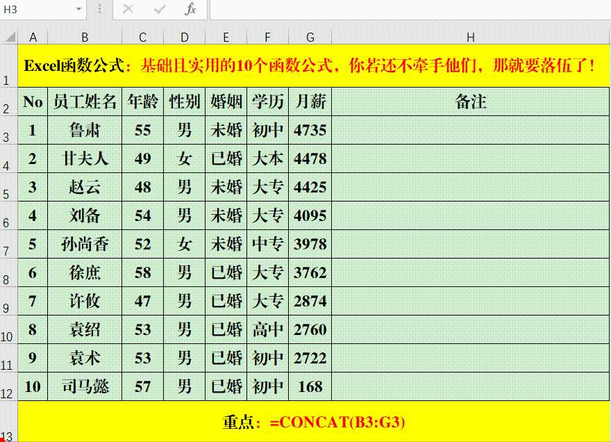 基础且实用的10个函数公式，你若还不牵手他们，那就要落伍了