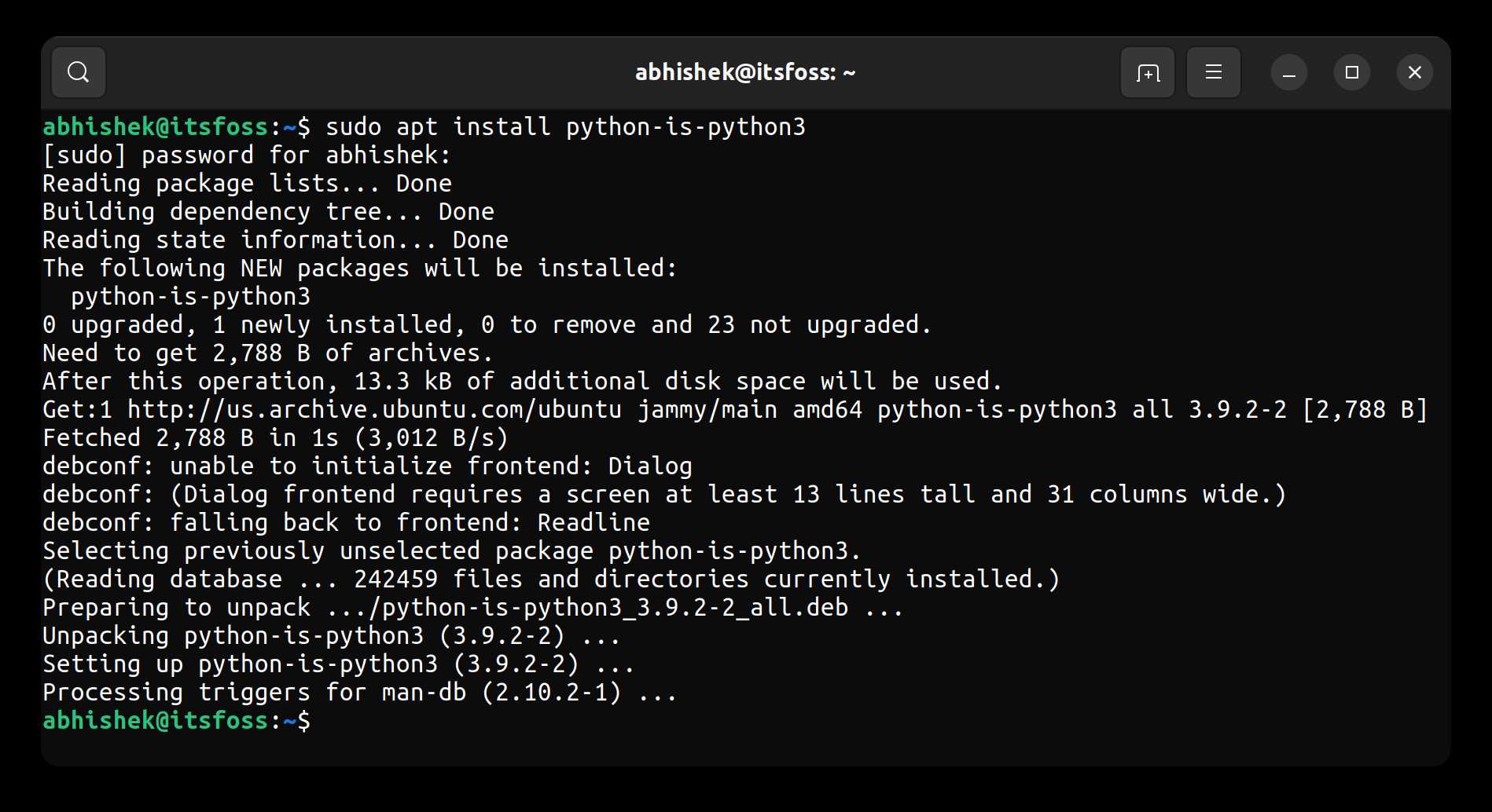 修复 Ubuntu Linux 中“Command ‘python’ not found”的错误