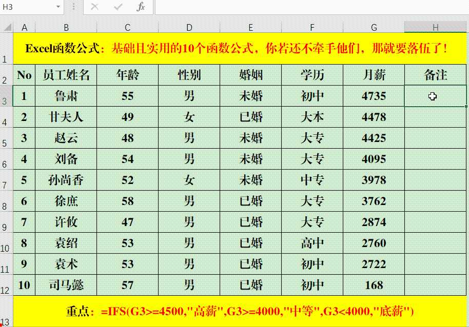 基础且实用的10个函数公式，你若还不牵手他们，那就要落伍了