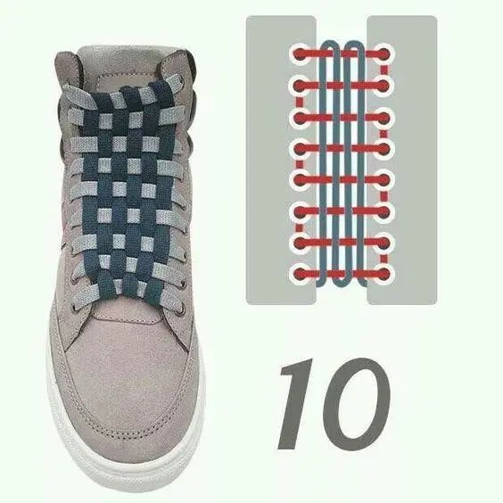 双圆环环布带系法图解_Get新技能24种鞋带花式系法，看看你会几种，这要是穿出门，回头率超高！... (https://mushiming.com/)  第20张