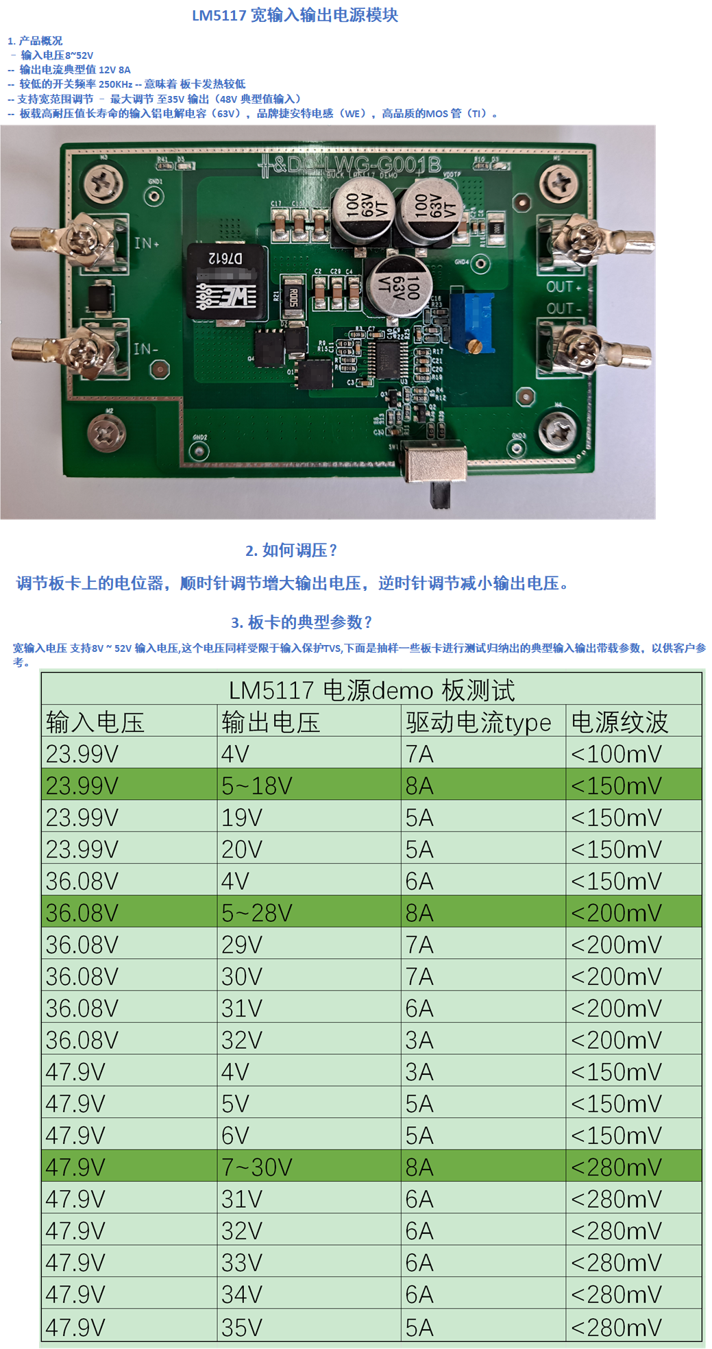 LM5117 学习板-BUCK 大功率降压稳压模块 8~52V输入 5~28 V 8A 输出 (https://mushiming.com/)  第2张