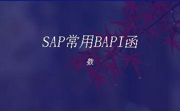 SAP常用BAPI函数"