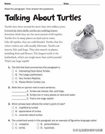 英语原版阅读：Talking about turtles