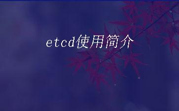 etcd使用简介"