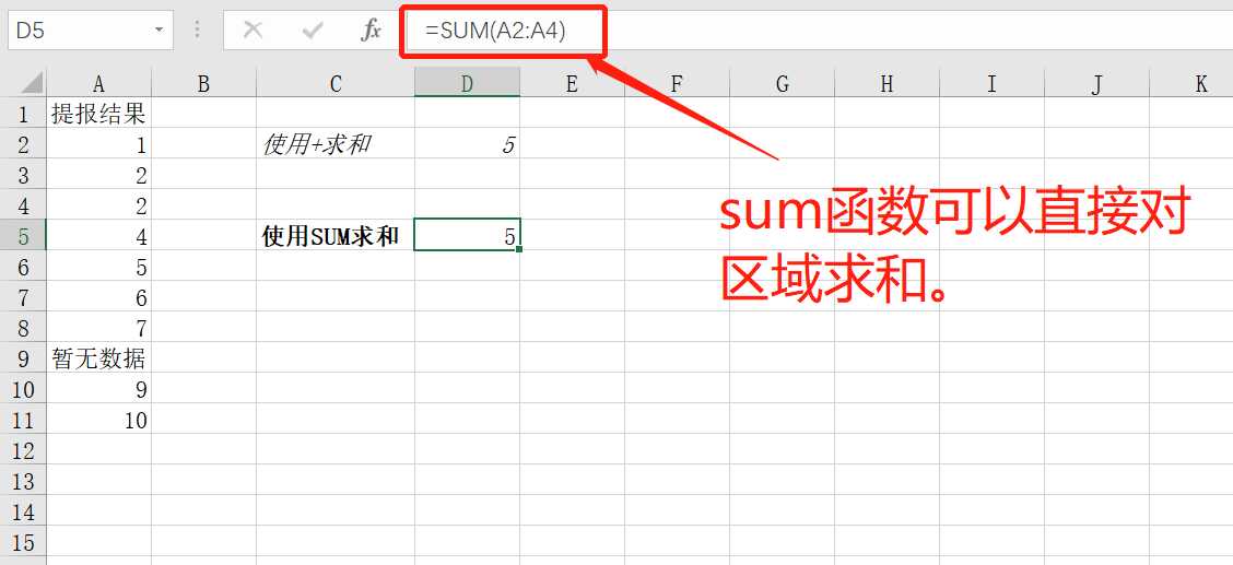 Excel求和函数sum和直接用加号的区别