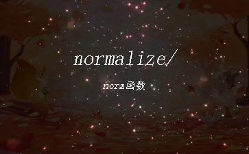 normalize/norm函数"
