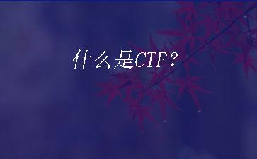 什么是CTF？"