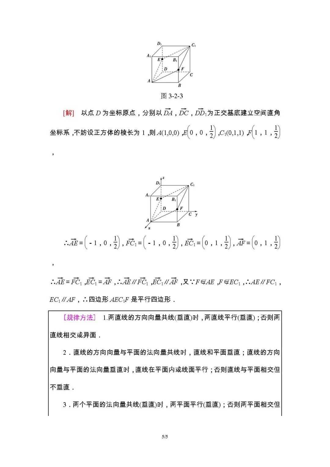 立体几何中的向量方法-空间向量与平行关系