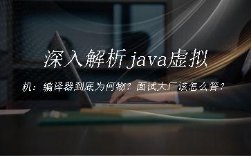 深入解析java虚拟机：编译器到底为何物？面试大厂该怎么答？"