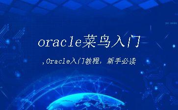 oracle菜鸟入门,Oracle入门教程，新手必读"