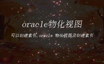 oracle物化视图可以创建索引,oracle