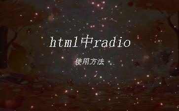 html中radio使用方法"