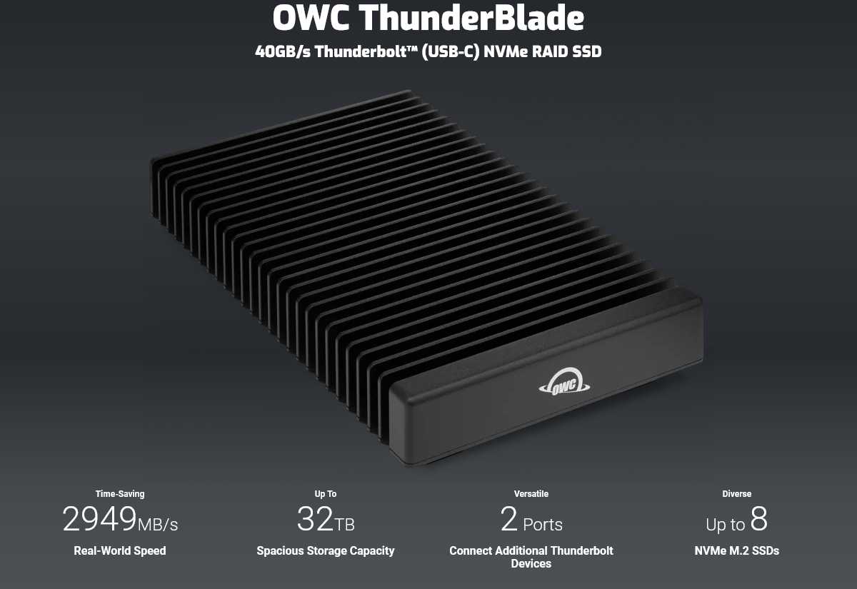OWC推出ThunderBlade X8固态硬盘，8TB起售价1749.99美元