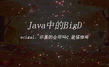 Java中的BigDecimal，你真的会用吗？最强指南"
