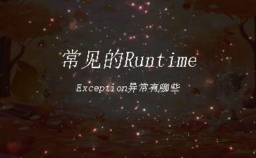 常见的RuntimeException异常有哪些"